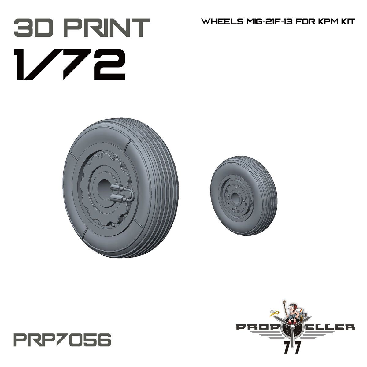 1:72 MIG-21 F-13 - 3D-Printed Wheels (for Kovozavody Prostejov Kits)
