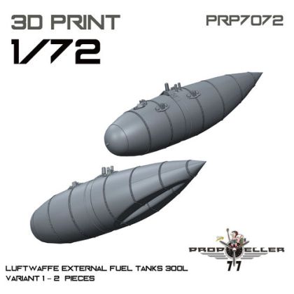 1:72 Luftwaffe External Fuel Tanks 300l Variant 1 (2 pcs / 3D-Printed)