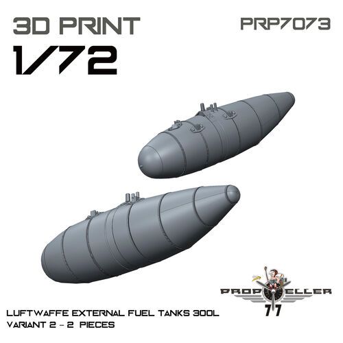 1:72  Luftwaffe External Fuel Tanks 300l Variant 2 (2 pcs / 3D-Printed)