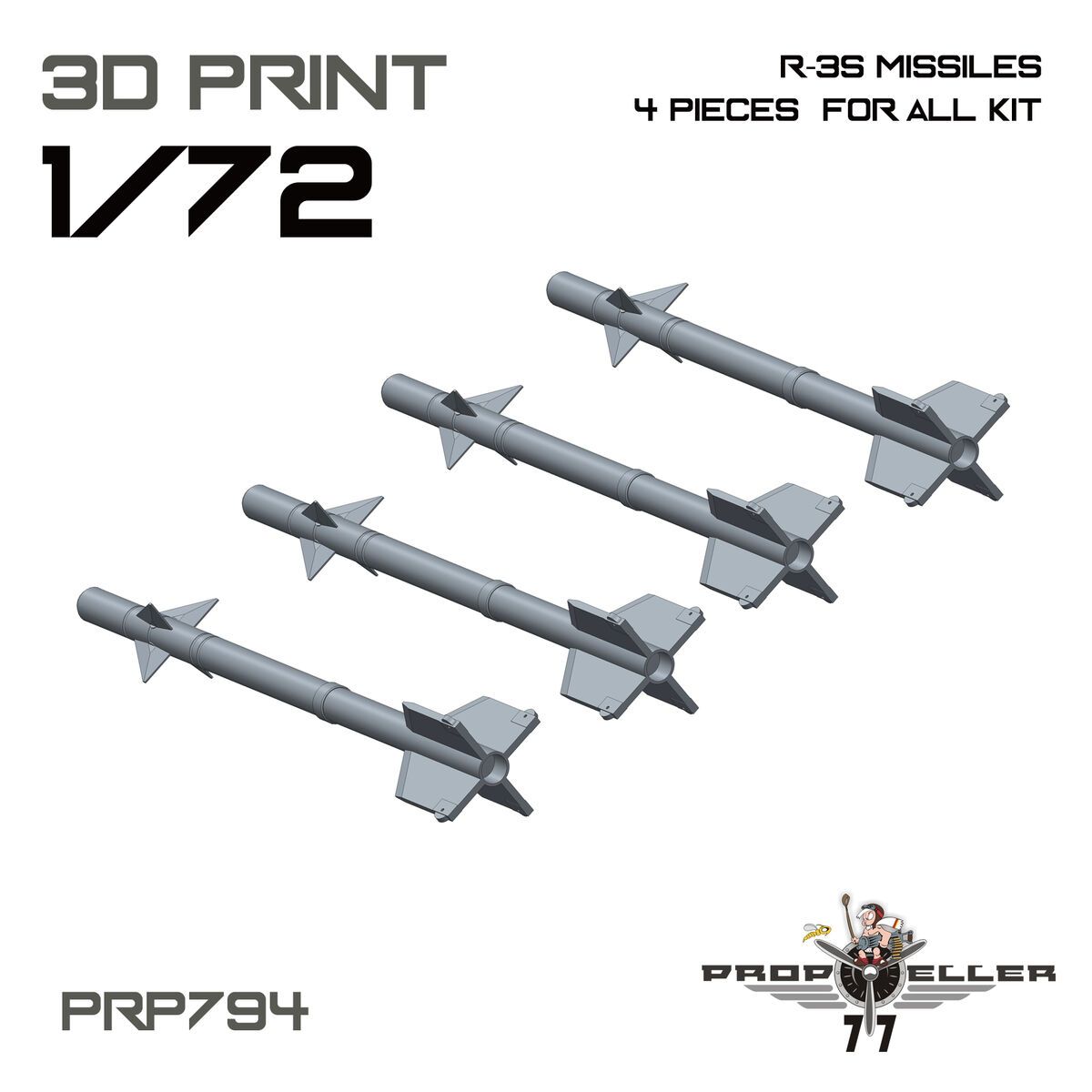 1:72 R-3S Missiles - for All Kits (4 pcs / 3D-Printed)