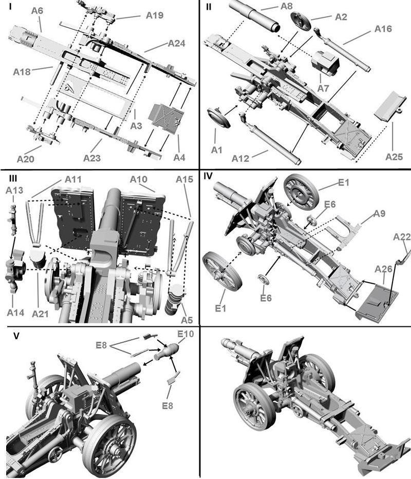1:72 Heavy infantry gun 15 cm sIG 33 with wooden wheels and Stielgranate 42