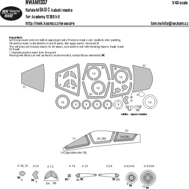 1:48 Dassault Rafale M - BASIC Kabuki Masks (for Academy Kits)