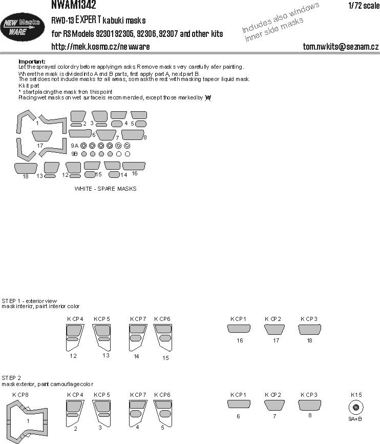 1:72 RWD-13 - EXPERT Kabuki Masks (for RS Models Kits)