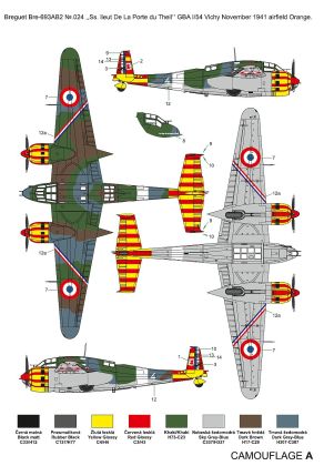 1:48 Breguet Bre.693AB2 Red-Yellow striped Vichy Government defender