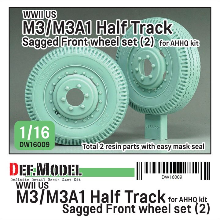 1:16 US M3/M3A1 Half Track - Sagged Front Wheel Set 2 (for AHHQ Kits)