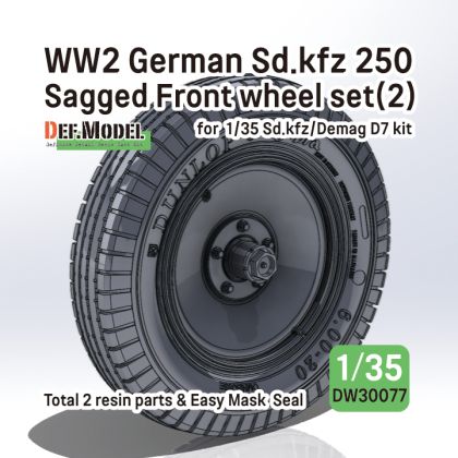1:35 WW2 German Sd.Kfz 250 Sagged Front Wheel Set (2) (For Sd.Kfz, Demag D7 Kit)
