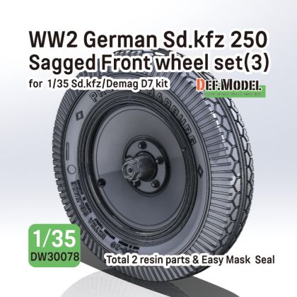 1:35 WW2 German Sd.Kfz 250 Sagged Front Wheel Set (3) (For Sd.Kfz, Demag D7 Kit)