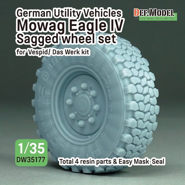 1:35 German Utility Vehicles Mowag Eagle IV Sagged Wheel Set (For Vespid/Das Werk Kit)