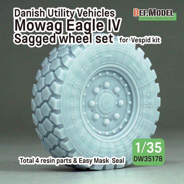 1:35 Danish Utility Vehicles Mowag Eagle IV Sagged Wheel Set (For Vespid Kit)
