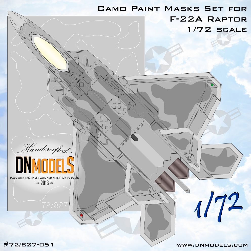 1:72 Camo Paint Masks Set For F-22A Raptor