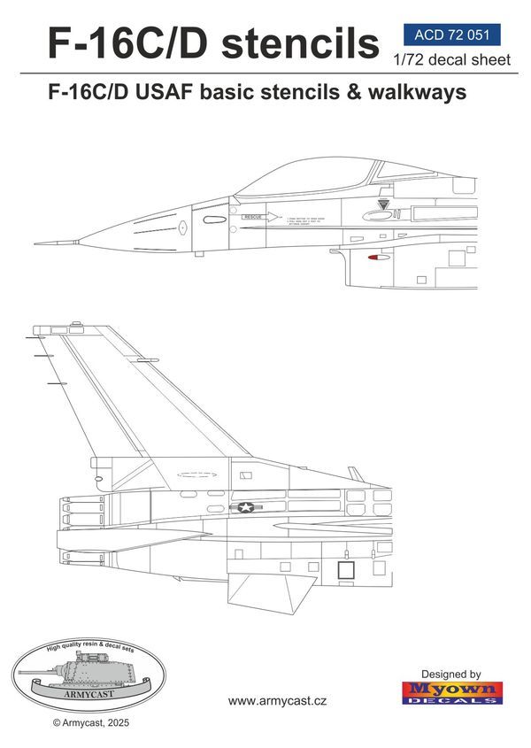 1:72 F-16 C/D USAF universal stencils