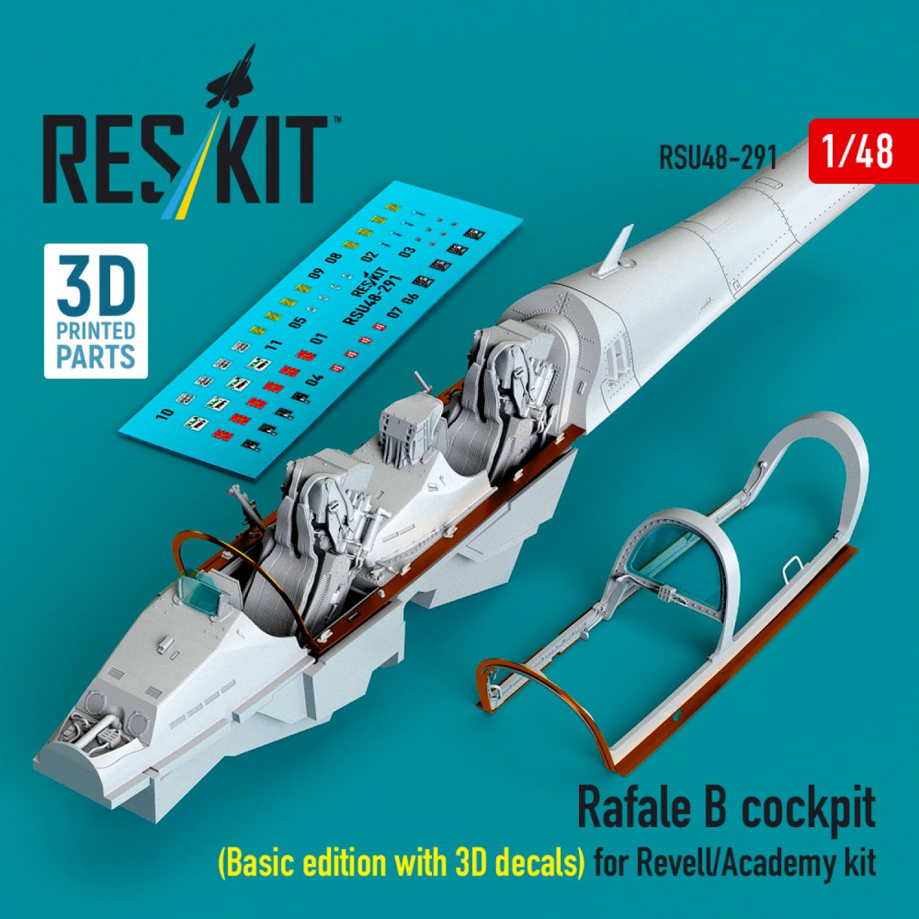 1:48 Rafale B cockpit (Basic edition with 3D decals) for Revell/Academy kit