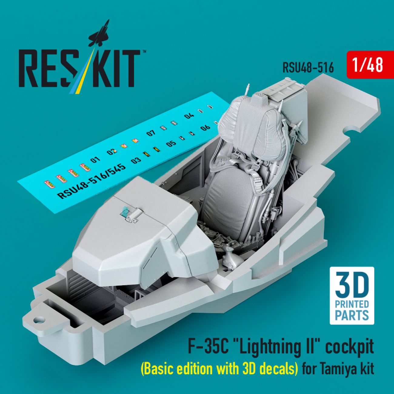 1:48 F-35C Lightning II cockpit (Basic edition with 3D decals) for Tamiya kit