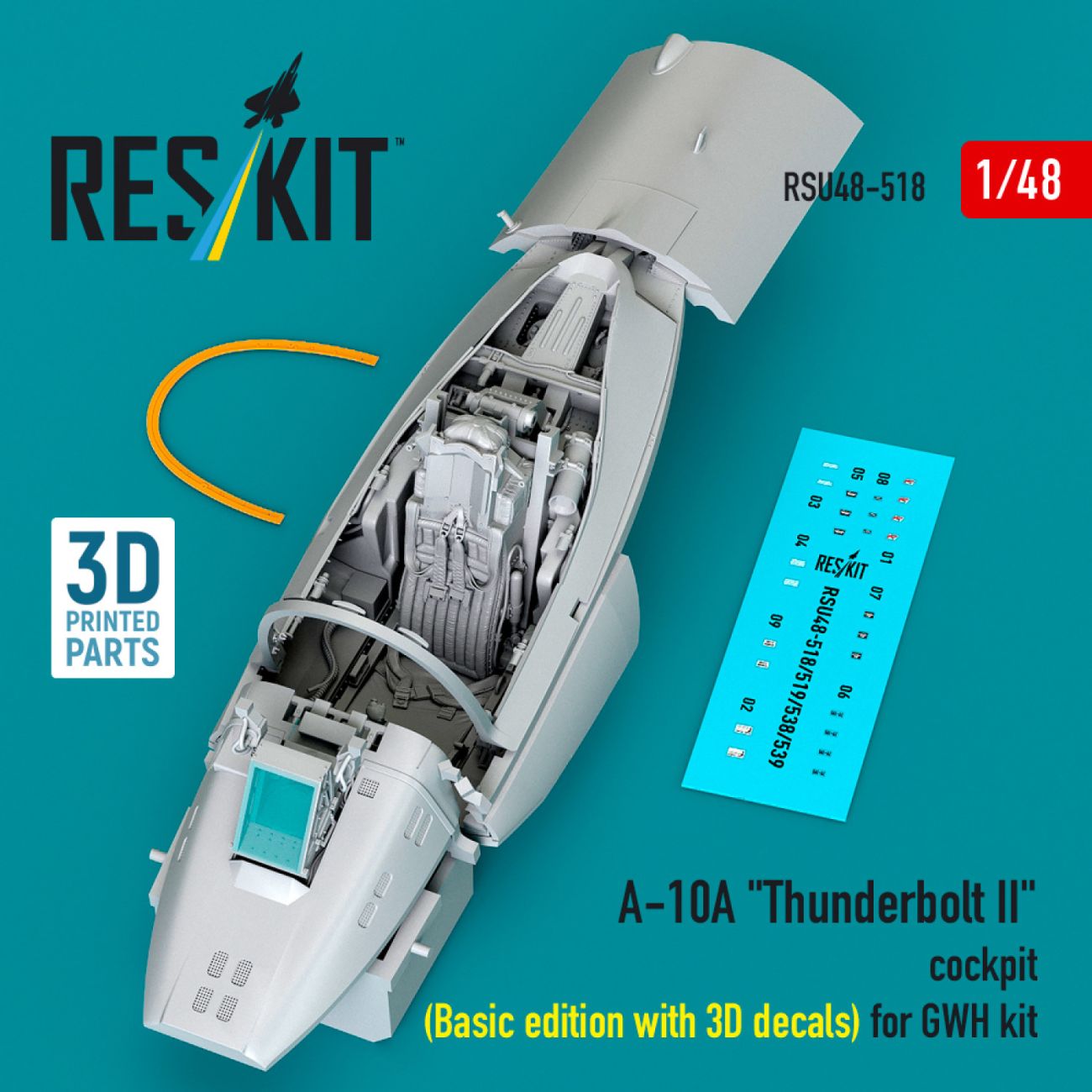 1:48 A-10A Thunderbolt II cockpit (Basic edition with 3D decals) for GWH kit