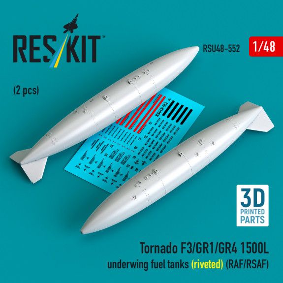 1:48 Tornado F3/GR1/GR4 1500L underwing fuel tanks (riveted) (RAF/RSAF) (2 pcs)