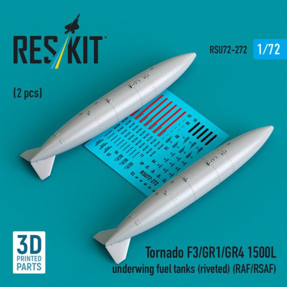 1:72 Tornado F3/GR1/GR4 1500L underwing fuel tanks (riveted) (RAF/RSAF) (2 pcs)