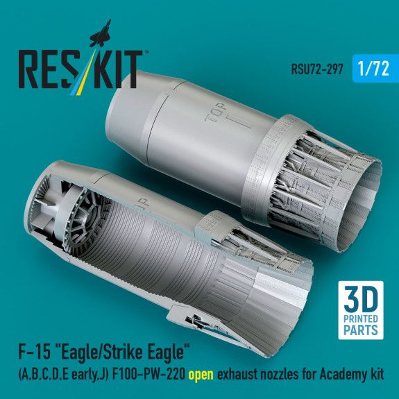 1:72 F‑15 Eagle/Strike Eagle (A, B, C, D, E early, J) F100-PW-220 open exhaust nozzles for Academy kit