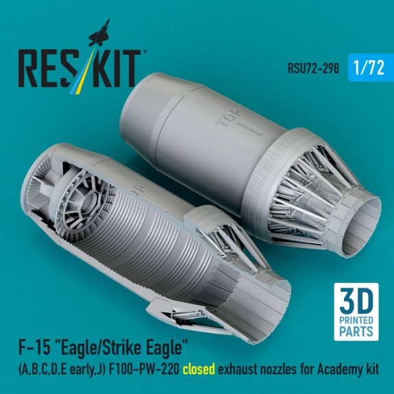 1:72 F‑15 Eagle/Strike Eagle (A, B, C, D, E early, J) F100-PW-220 closed exhaust nozzles for Academy kit