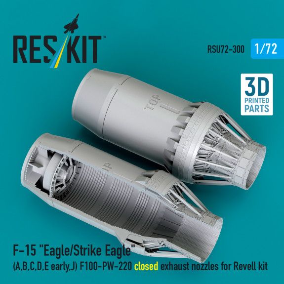 1:72 F‑15 Eagle/Strike Eagle (A, B, C, D, E early, J) F100-PW-220 closed exhaust nozzles for Revell kit
