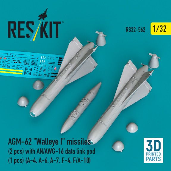 1:48 AGM-62 Walleye I missiles (2 pcs) with AN/AWG-16 data link pod (1 pcs)
