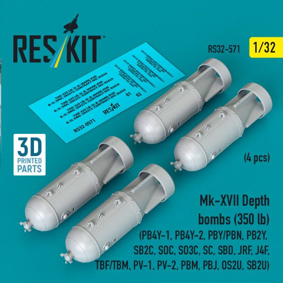 1:32 Mk-XVII Depth bombs (350 lb) (4 pcs)