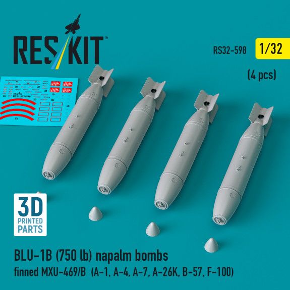 1:32 BLU-1B (750 lb) napalm bombs finned MXU-469/B (4 pcs)