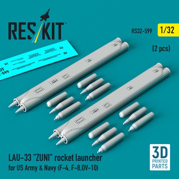 1:32 LAU-33 ZUNI rocket launcher for US Army & Navy (2 pcs)