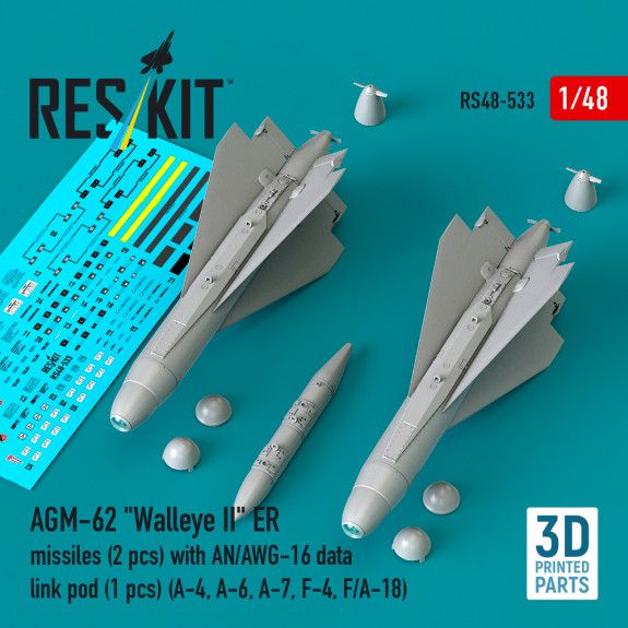 1:48 AGM-62 Walleye II ER missiles (2 pcs) with AN/AWG-16 data link pod (1 pcs)