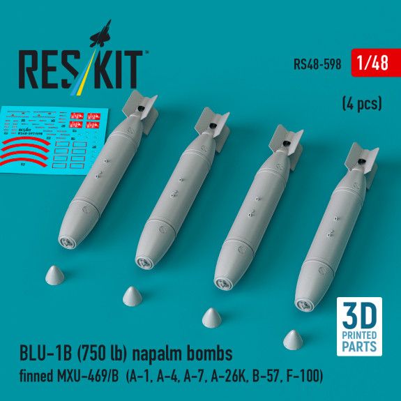 1:48 BLU-1B (750 lb) napalm bombs finned MXU-469/B (4 pcs)