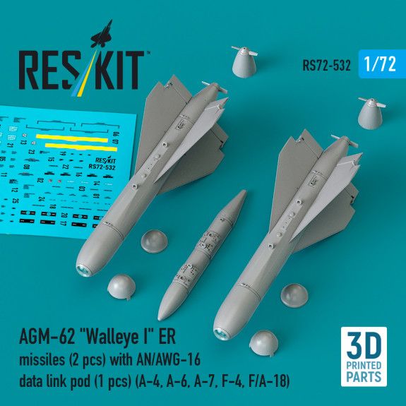1:72 AGM-62 Walleye I ER missiles (2 pcs) with AN/AWG-16 data link pod (1 pcs)