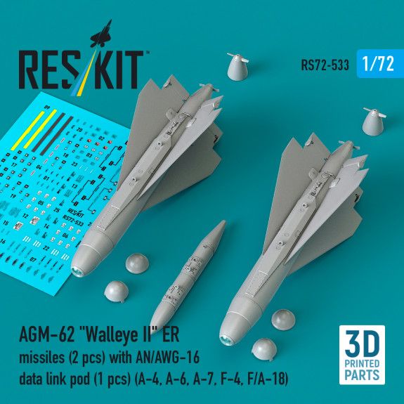 1:72 AGM-62 Walleye II ER missiles (2 pcs) with AN/AWG-16 data link pod (1 pcs)