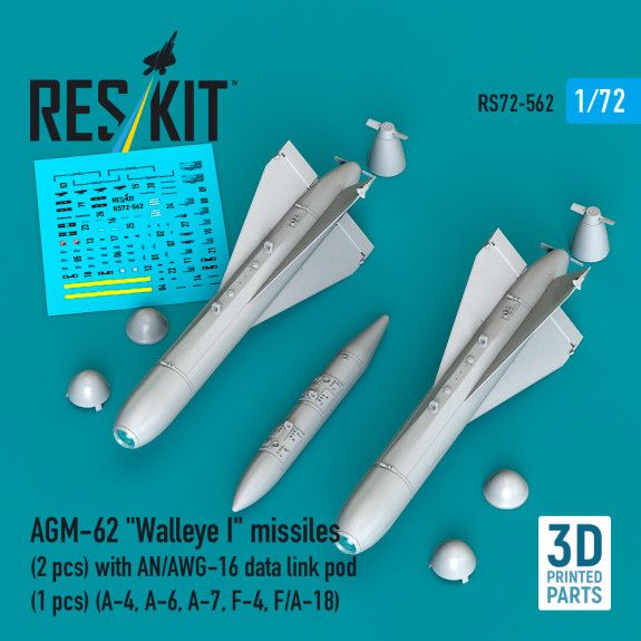 1:72 AGM-62 Walleye I missiles (2 pcs) with AN/AWG-16 data link pod (1 pcs)