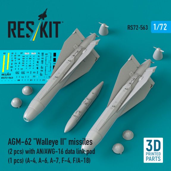 1:72 AGM-62 Walleye II missiles (2 pcs) with AN/AWG-16 data link pod (1 pcs)