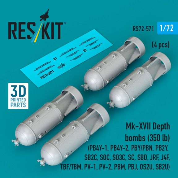1:72 Mk-XVII Depth bombs (350 lb) (4 pcs)