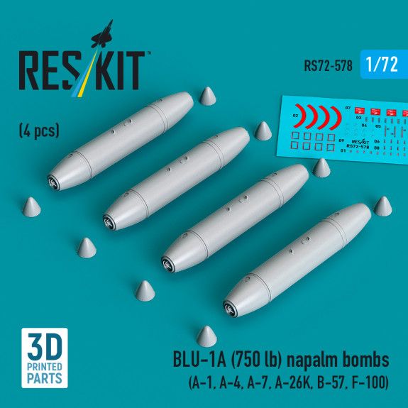 1:72 BLU-1A (750 lb) napalm bombs (4 pcs)