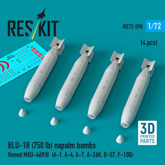 1:72 BLU-1B (750lb) napalm bombs finned MXU-469/B (4 pcs)