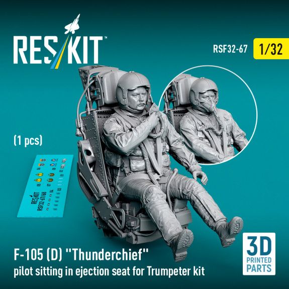 1:32 F-105D Thunderchief pilot sitting in ejection seat for Trumpeter kit (1 pcs)