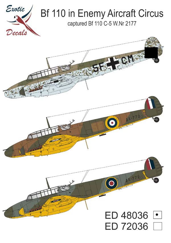 1:48 Messerschmitt Bf-110 in Enemy Aircraft Circus - Captured Bf 110 C-5 W.Nr 2177