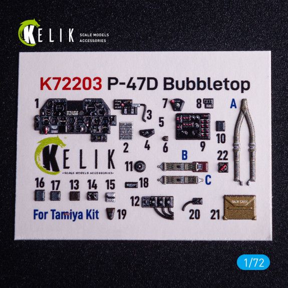 1:72 P-47D Bubbletop - interior 3D decals for Tamiya kit