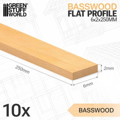Basswood flat profile - 6x250mm