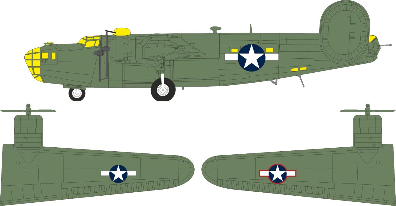 1:72 B-24D US National Insignia masks for Airfix
