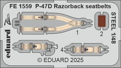 1:48 P-47D Razorback Seatbelts STEEL for Miniart