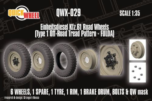 1:35 Einheitsdiesel Kfz. 61 - Road Wheels (Type 1 Off-Road Tread Pattern - Fulda)