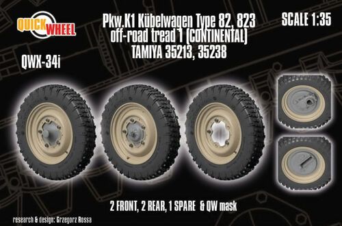 1:35 Pkw. K1 Kubelwagen Type 82 823 Off-Road Tread 1 (Continental / for Tamiya Kits)