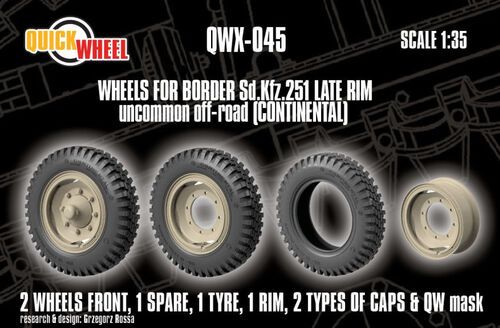 1:35 Sd.Kfz. 251 - Late Rim Wheels Uncommon Off-Road (Continental / for Border Models Kits)