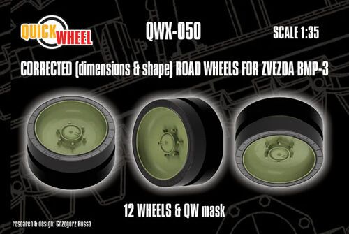 1:35 BMP-3 - Corrected Road Wheels 12 Wheels & QW Mask (for Zvezda Kits)