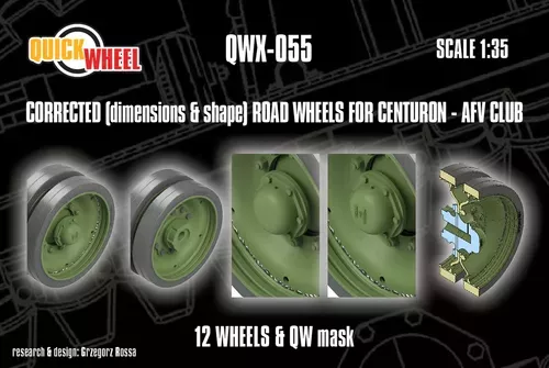 1:35 Centurion - Corrected Road Wheels 12 Wheels & QW Mask (for AFV Club Kits)