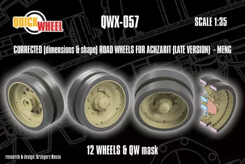 1:35 Achzarit (Late) - Corrected Road Wheels 12 Wheels & QW Mask (for Meng Kits)