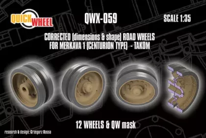 1:35 Merkava 1 (Centurion Type) - Corrected Road Wheels 12 Wheels & QW Mask (for Takom Kits)