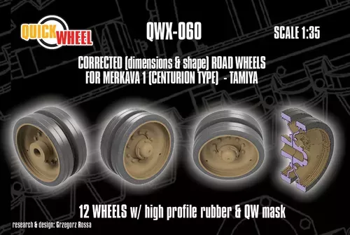 1:35 Merkava 1 (Centurion Type) - Corrected Road Wheels 12 Wheels & QW Mask (for Tamiya Kits)